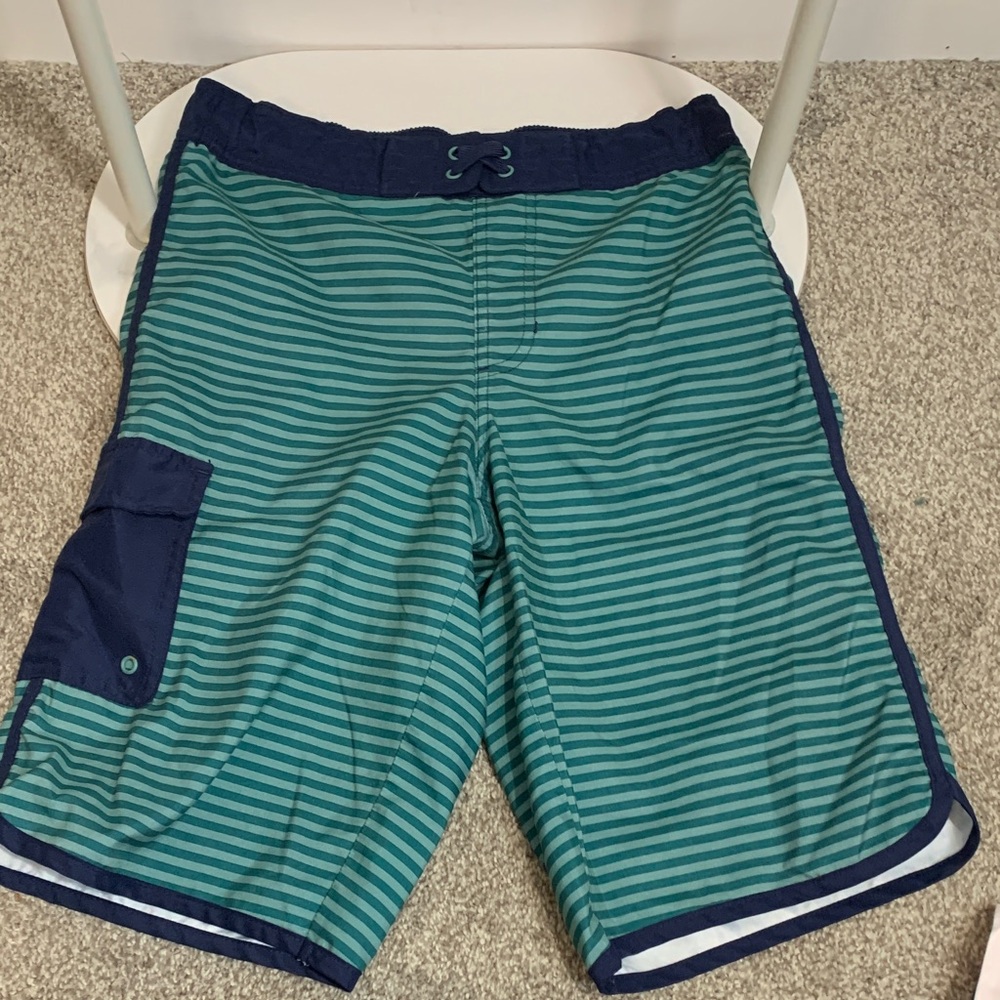 Cat & Jack Kids' Aqua and Navy Striped‎ Swim Trunks
